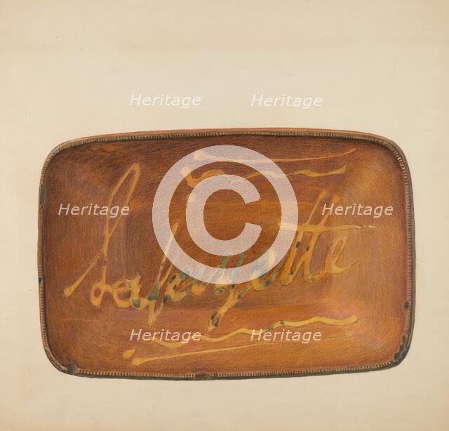 Slipware Platter, probably 1936. Creator: Fred Weiss.