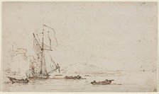 Yacht Receiving Salute, c. 1700. Creator: Willem van de Velde (Dutch, c. 1611-1693).