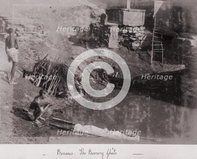 Benares, The Burning Gháts, Late 1860s. Creator: Samuel Bourne.