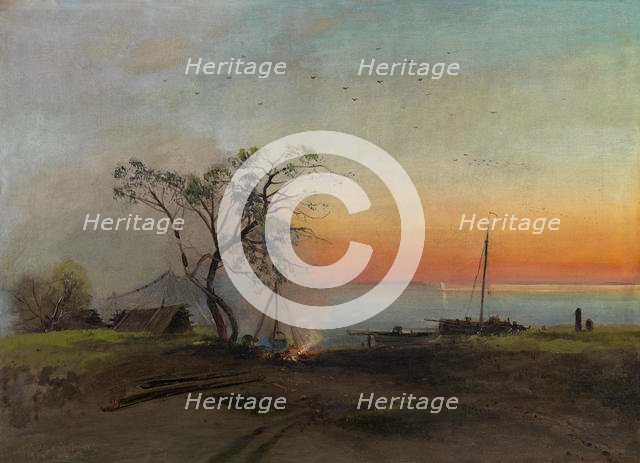 Fishermen on the Volga. Creator: Savrasov, Alexei Kondratyevich (1830-1897).