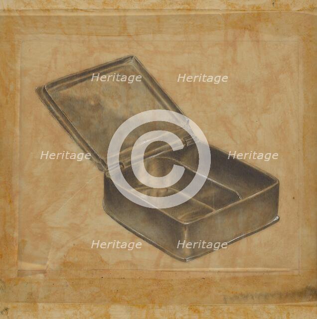 Pewter Box with Two Compartments, 1935/1942. Creator: Harry Goodman.