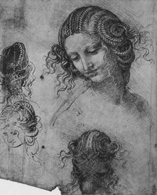 'Studies of a Woman's Head and Coiffure', c1480 (1945). Artist: Leonardo da Vinci.