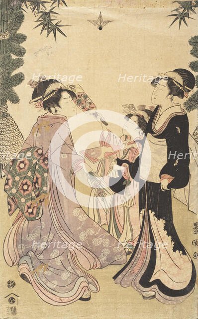 Beauties Playing Battledore and Shuttlecock, c1805. Creator: Utagawa Toyokuni I.