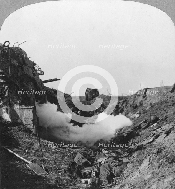 The capture of a German blockhouse, Croisilles, France, World War I, c1917-c1918. Artist: Realistic Travels Publishers