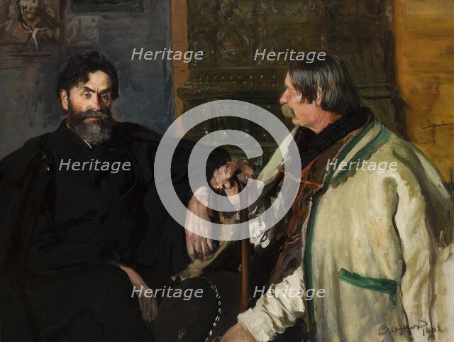 Portrait of Stanislaw Witkiewicz with Wojciech Roj, 1902. Creator: Leon Wyczolkowski.