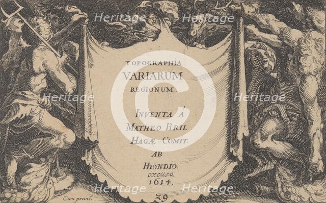 Title to Topographia Variarum Regionum, 1614. Creator: Simon Wynhoutsz Frisius.