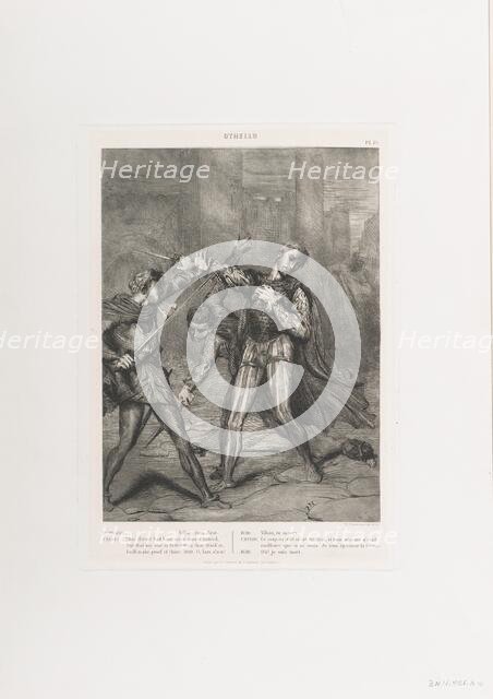 Villain, thou diest: plate 10 from Othello (Act 5, Scene 1), etched 1844, reprinted 1900. Creator: Theodore Chasseriau.