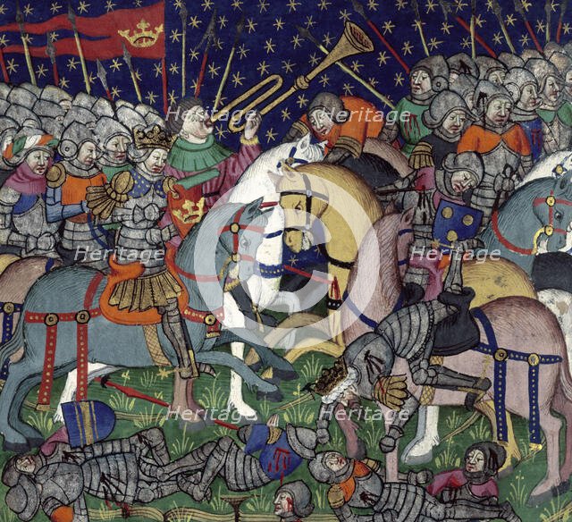 Battle between Alexander the Great and Porus, 15th century.  Creator: Unknown.