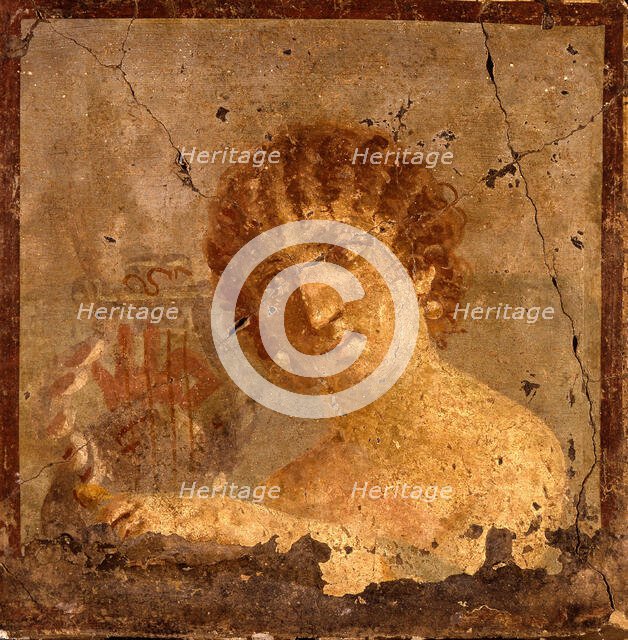 Young woman plucking the strings of a lyre, 1st century. Creator: Classical Antiquities.