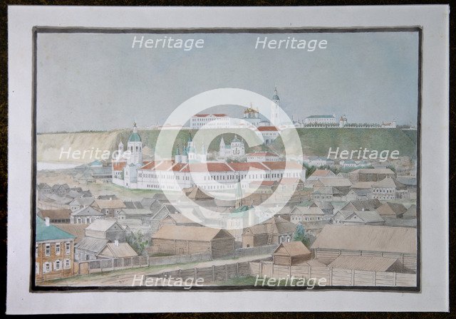 View of Tobolsk, 1850s. Artist: Znamensky, Mikhail Stepanovich (1833-1892)