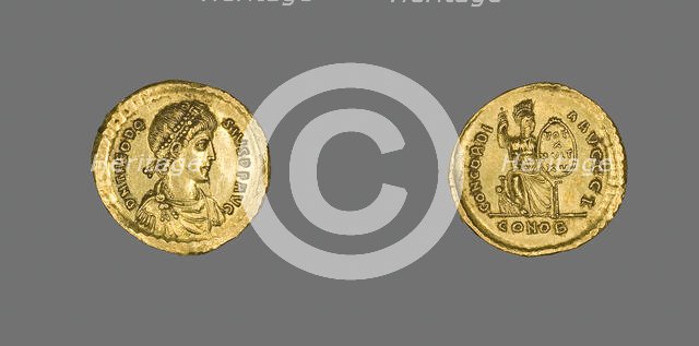 Solidus (Coin) of Emperor Theodosius I, 383 (25 August)-388 (28 August). Creator: Unknown.