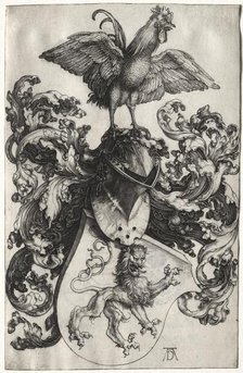 The Coat of Arms with a Lion and Cock, probably 1503. Creator: Albrecht Dürer (German, 1471-1528).