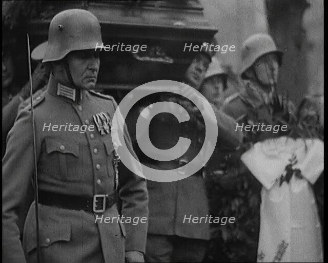 German Soldiers Carrying the Coffin of Manfred Albrecht Freiherr von Richthofen AKA the..., 1925. Creator: British Pathe Ltd.