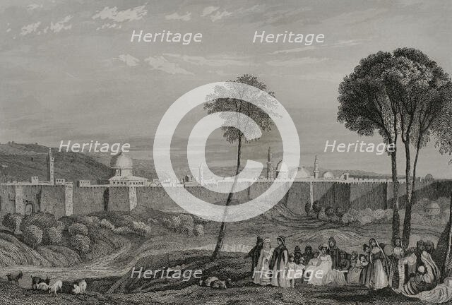 Jerusalem Wall, 1840. Creator: Émile Rouargue.
