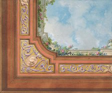 Partial design for ceiling decoration with clouds and roses, 1830-97. Creators: Jules-Edmond-Charles Lachaise, Eugène-Pierre Gourdet.