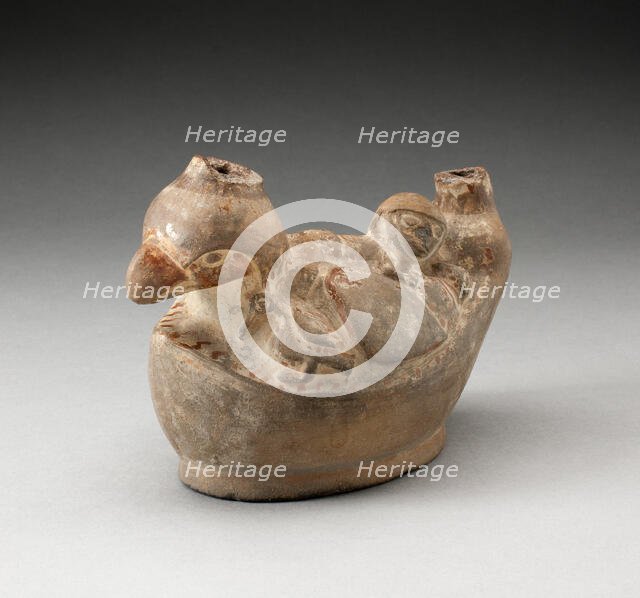 Stirrup Spout Vessel in Form of a Man Laying on a Bird, 100 B.C./A.D. 500. Creator: Unknown.