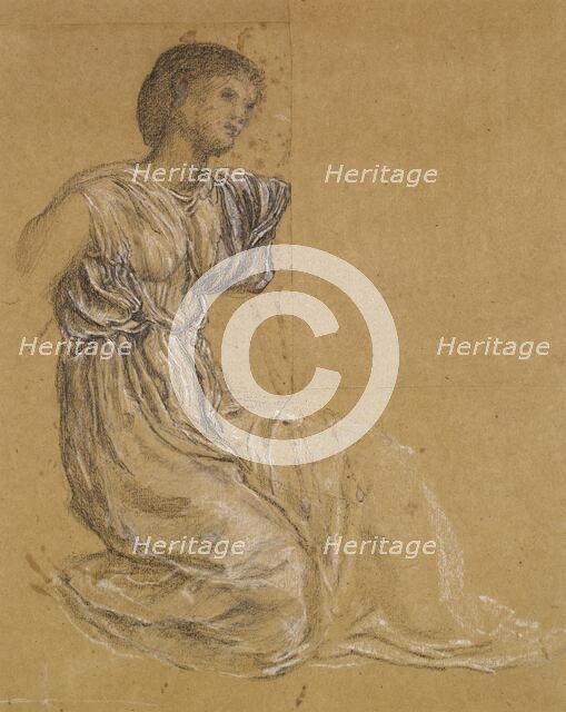 Cupid delivering Psyche - Drapery Study for Psyche, 1865-66. Creator: Sir Edward Coley Burne-Jones.