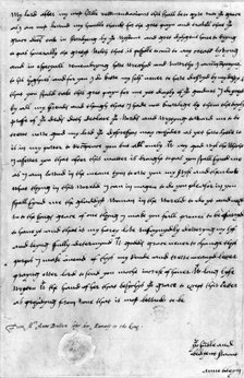 Letter from Anne Boleyn to Cardinal Wolsey, c1528. Creator: Anne Boleyn.