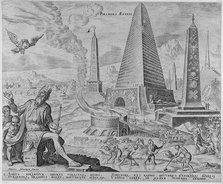 The Pyramids of Egypt (from the series The Eighth Wonders of the World) After Maarten van Heemskerck, 1572. Artist: Galle, Philipp (1537-1612)