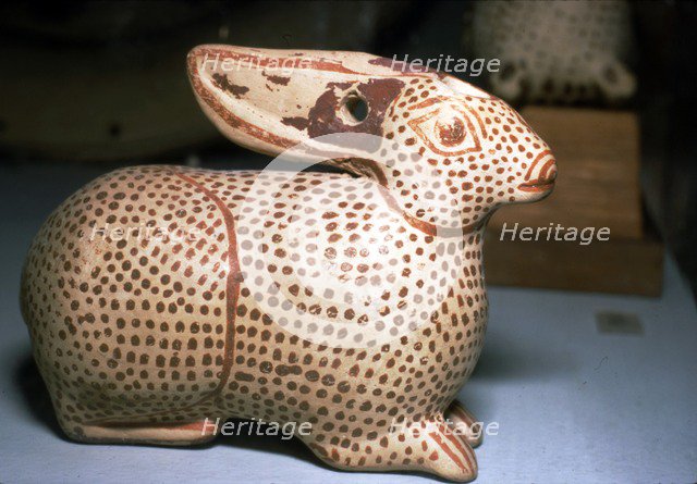Greek vase in the form of a Hare, Corinthian period, circa early 6th century.