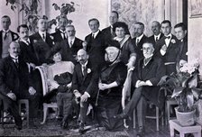 Literary meeting at F. Diaz de Mendoza home in 1914, among others: María Guerrero, the Marquis of…