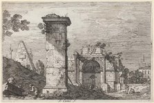 Landscape with Ruined Monuments, c. 1735/1746. Creator: Canaletto.