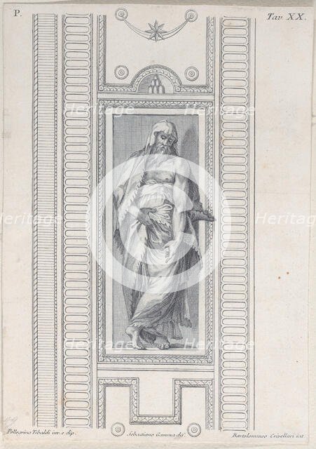 Plate 20: bearded figure, half clothed, 1756. Creators: Bartolomeo Crivellari, Sebastiano Gamma.