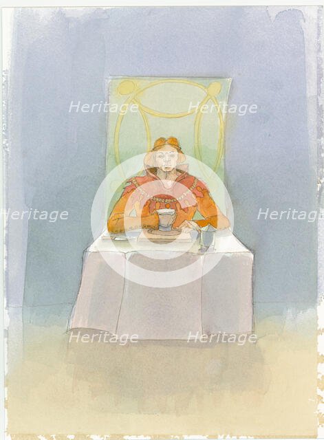 A medieval lord sat at a table, 2004. Creator: Judith Dobie.