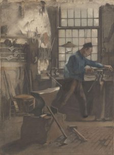 Blacksmith in his forge, 1870-1923. Creator: Willem Witsen.
