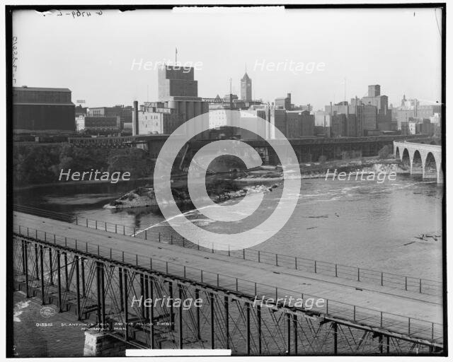 St. Anthony's Falls and the milling district, Minneapolis, Minn., c1908. Creator: Unknown.