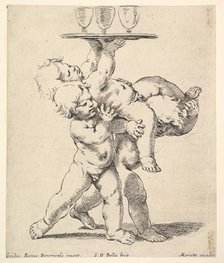 Three children carrying a tray, ca. 1638. Creator: Stefano della Bella.