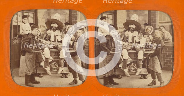 Group of children with an effigy of Guy Fawkes., about 1860. Creator: Unknown.