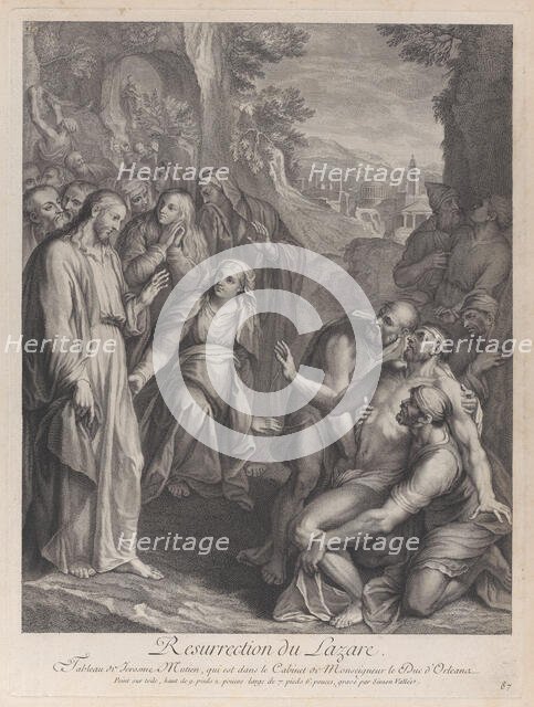 The Raising of Lazarus, with Christ standing at left, ca. 1729. Creator: Simon Vallee.