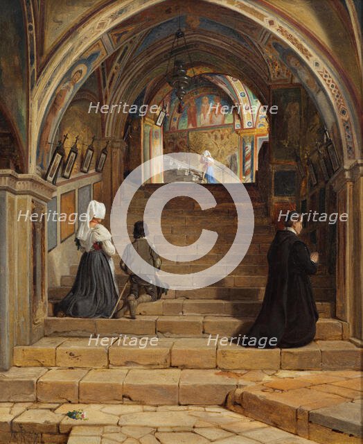 La Scala Santa at the Monastery San Benedetto near Subiaco, 1857. Creator: Jorgen Pedersen Roed.