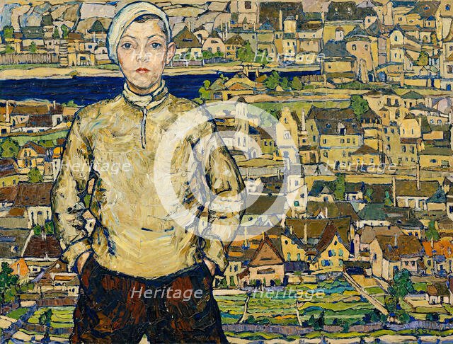 Boy in the landscape, 1935. Creator: Karl Suschnik.