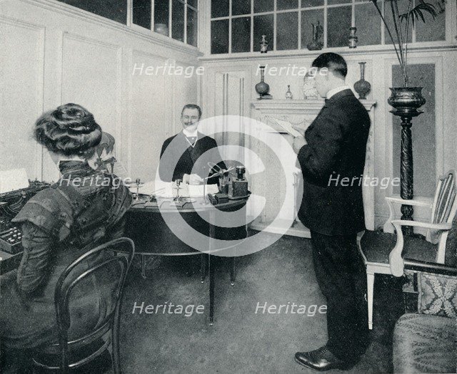 'Mr Sandow Attending To His Day's Correspondence', c1898. Artist: Unknown.