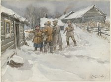 Before search and seizure (from the series of watercolors Russian revolution), 1920. Artist: Vladimirov, Ivan Alexeyevich (1869-1947)