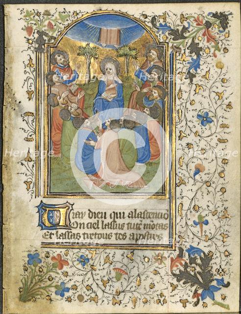 The Ascension: Leaf from a Book of Hours (4 of 6 Excised Leaves), c. 1420-30. Creator: Henri d'Orquevaulx (French); Workshop, or.