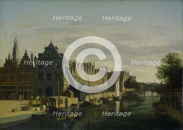 De Waag (Weighing House) and Crane on the Spaarne, Haarlem, 1660-1698. Creator: Gerrit Berckheyde.
