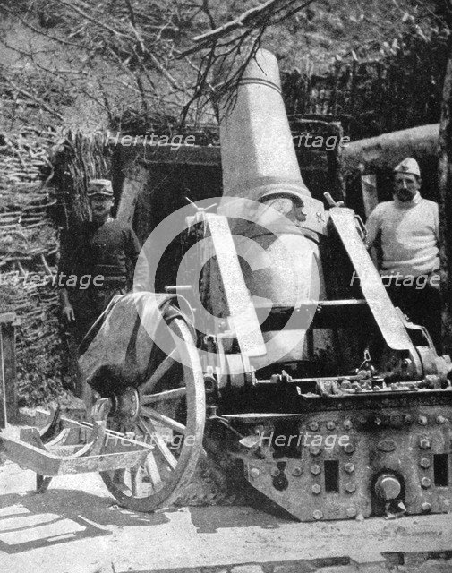 French 270 heavy artillery mortar, Artois, France, World War I,1915. Artist: Unknown