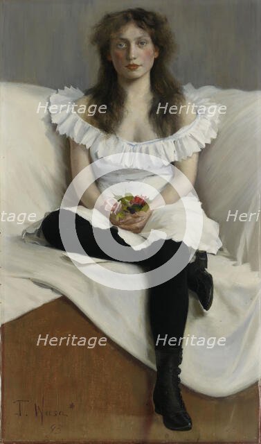 Portrait of a Young Woman in White, 1893. Creator: Torsten Wasastjerna.