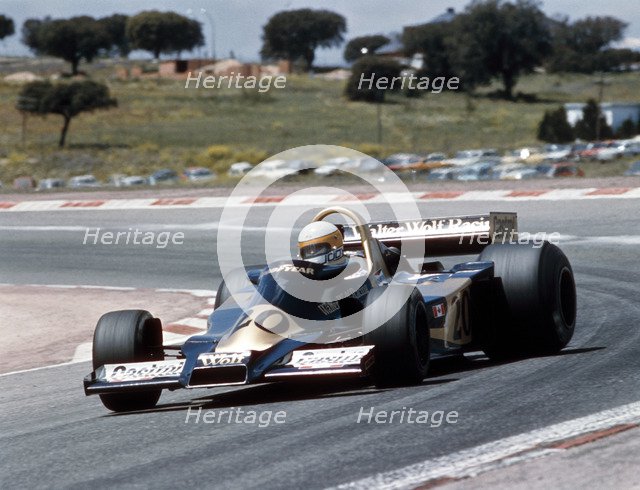 Jody Scheckter racing a Wolf-Cosworth WR2, Spanish Grand Prix, Jarama, Spain, 1977. Artist: Unknown