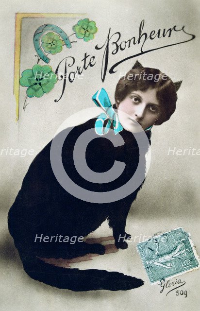 'Carry Happiness', French Postcard, c1900. Artist: Unknown