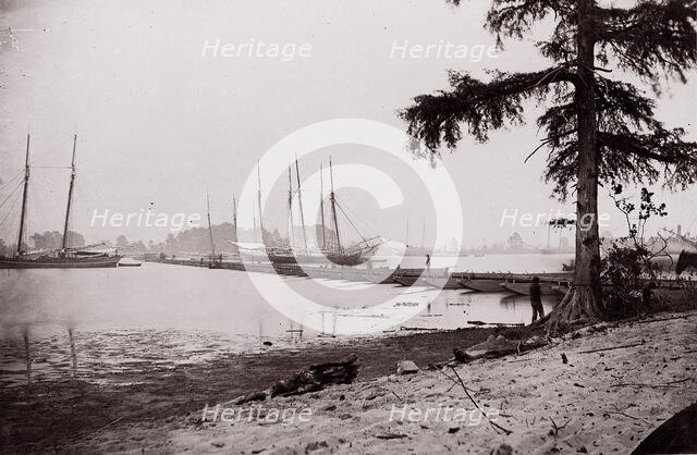 Pontoon Bridge, James River, 1864. Creator: Andrew Joseph Russell.