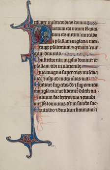 Initial P: David Addressing a Group; Bute Psalter, text and illumination about 1285. Creator: Bute Master.