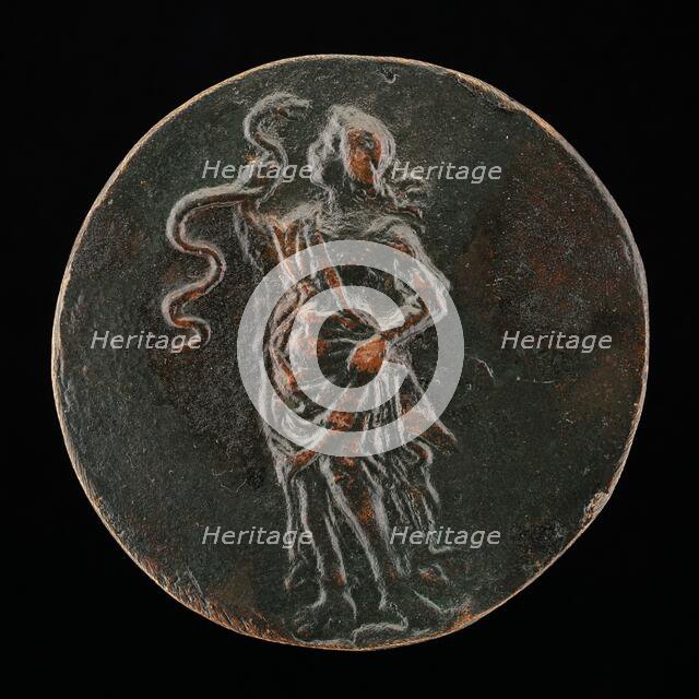 Wisdom Gazing at a Serpent [reverse], c. 1500. Creator: Unknown.