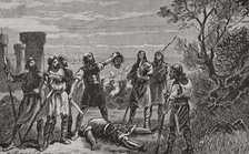 Assassination of the Aragonese knight Garci Gómez de Palacín...early 14th century (1890). Creator: Joan Serra y Pausas.