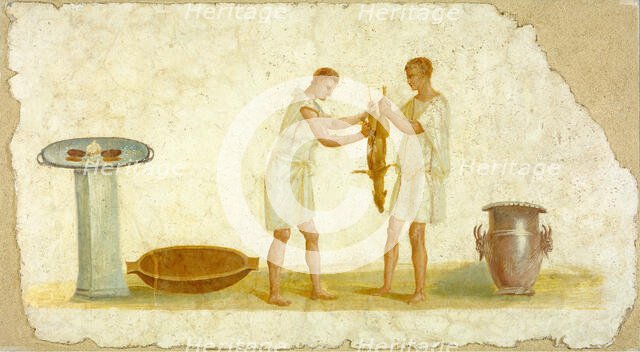 Fragment of a Fresco Panel with a Meal Preparation, A.D. 1-79. Creator: Unknown.