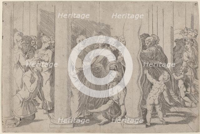 Saints Peter and John Healing the Lame Man at the Golden Gate, c. 1527/1530. Creator: Parmigianino.