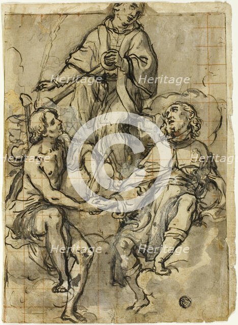 Saint Clement Flanked by Saints Sebastian and Roch, n.d. Creator: Andrea Lilio.